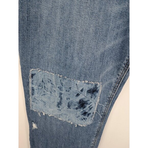 Old Navy Boyfriend Jeans Women Size 16 Tall Mid Rise Patchwork Distressed Grunge - Picture 7 of 12